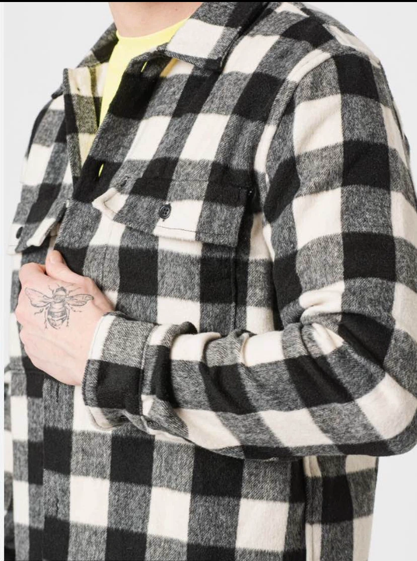 Black and White GAP Plaid Flannel Shirt Sz Large - photo 3