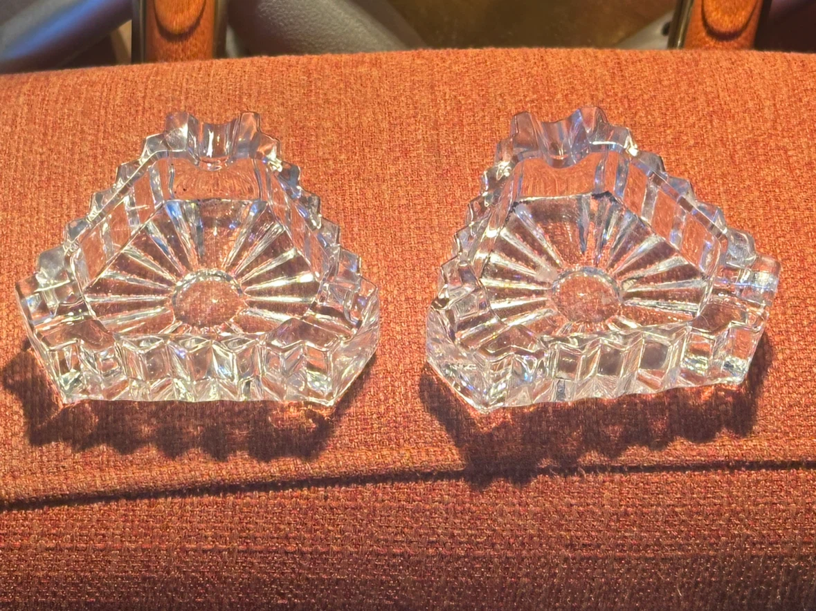 Pair of Vintage German crystal personal ashtrays