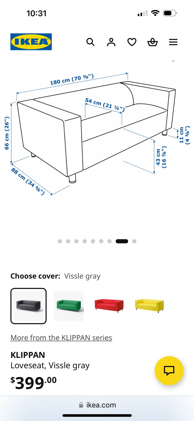 IKEA KLIPPAN Loveseat - Vissle Gray - photo 2
