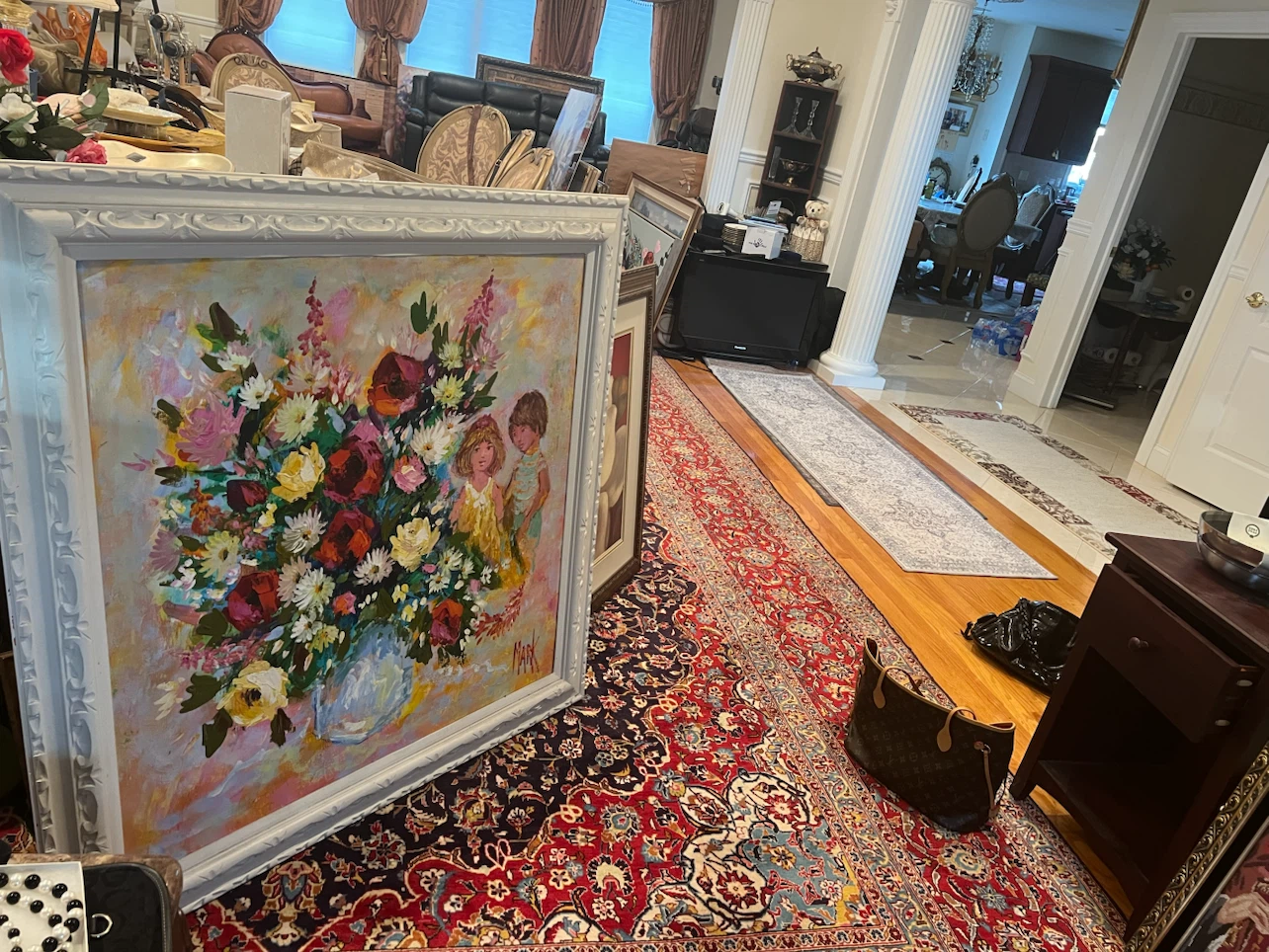 Framed Floral Painting with Children