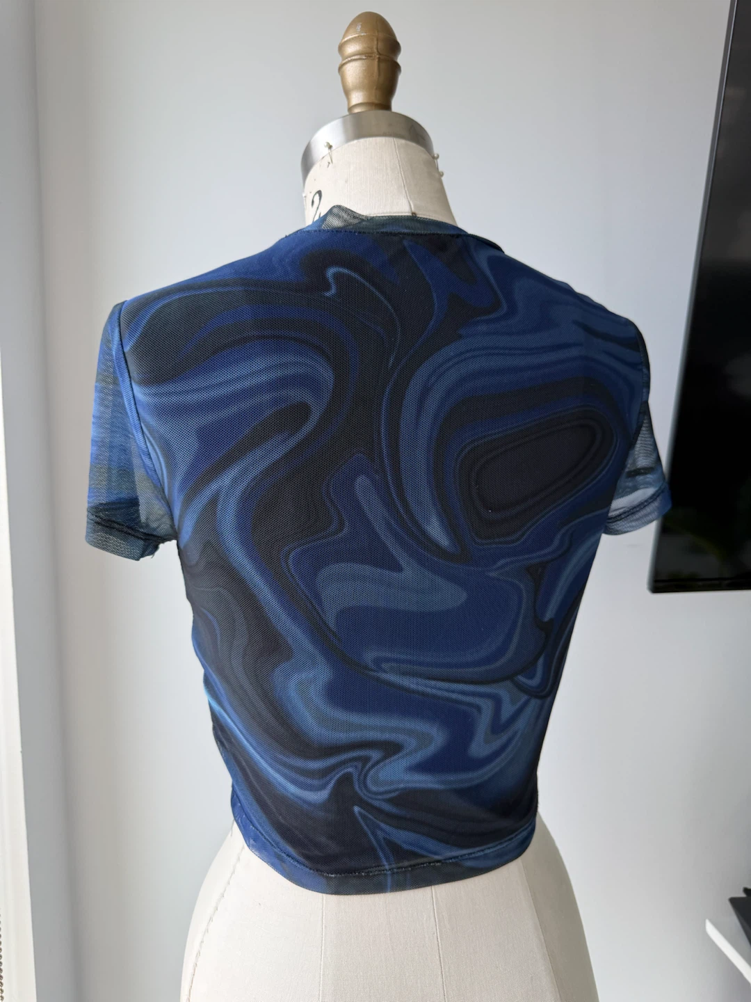 Blue Swirl Mesh Crop Top size xs - photo 2