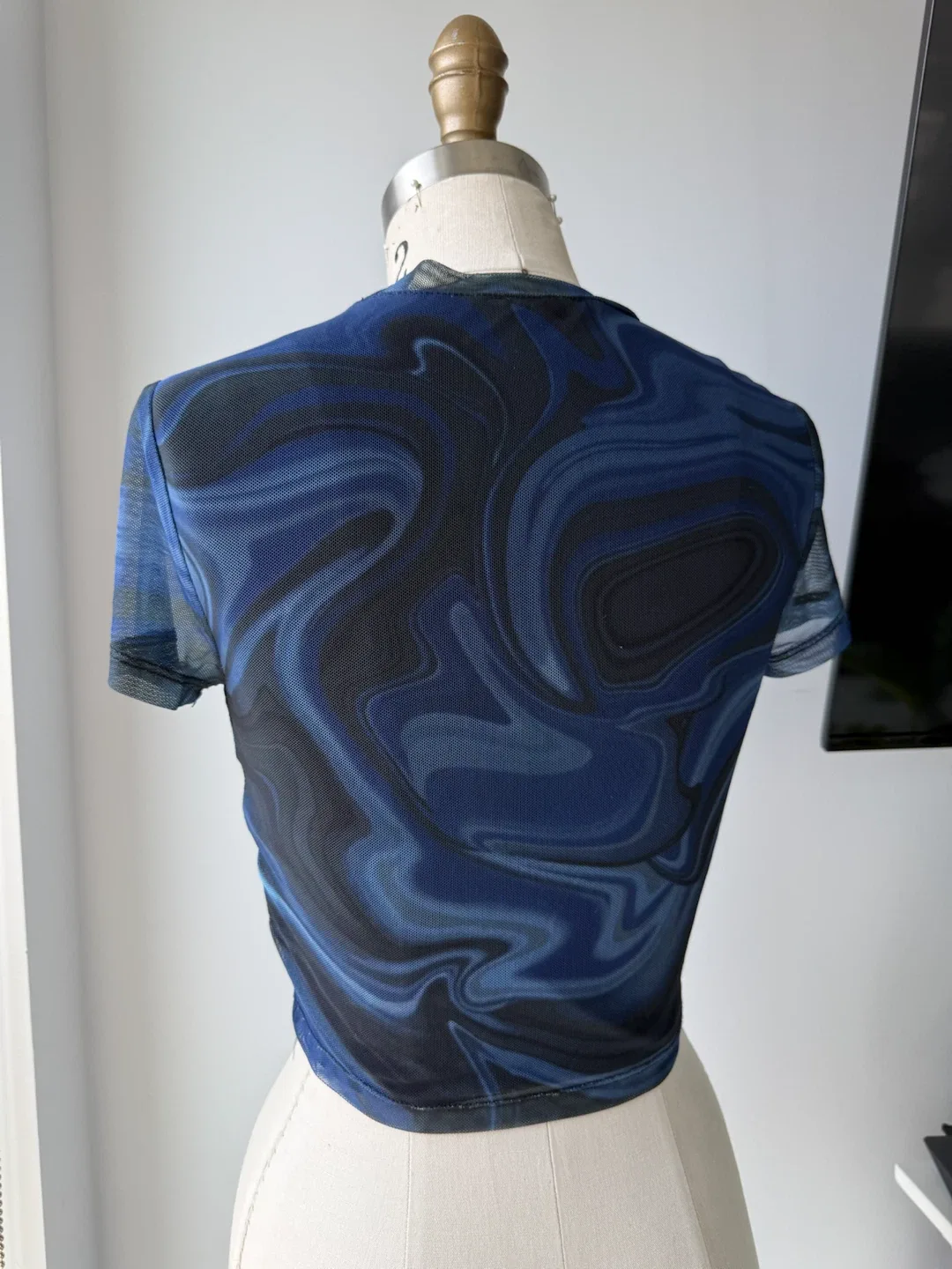 Blue Swirl Mesh Crop Top size xs - photo 2