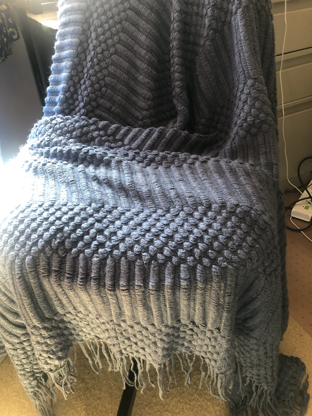 60x52 Dark Grey Textured Throw Blanket - photo 4
