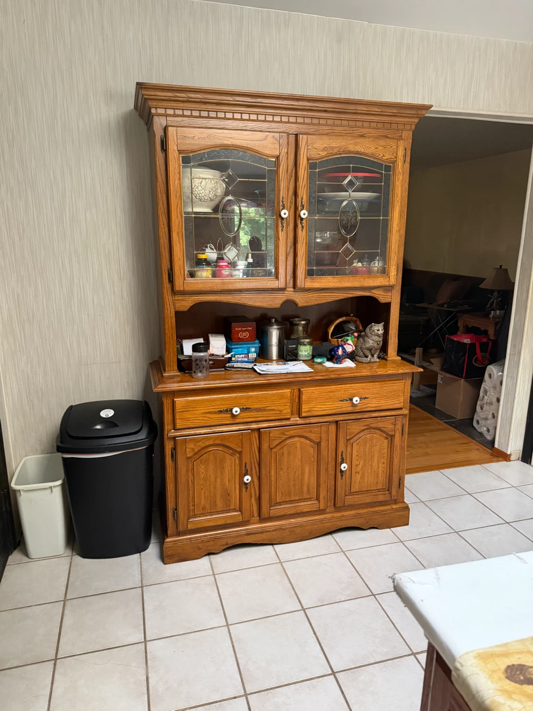 Oak China Cabinet Hutch - photo 2