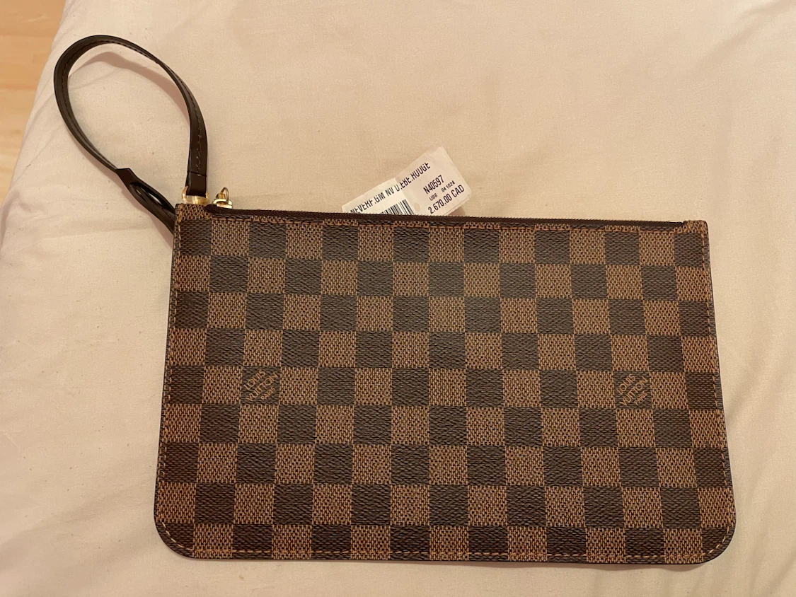 Louis Vuitton Neverfull Pouchette Damier Ebene Rouge