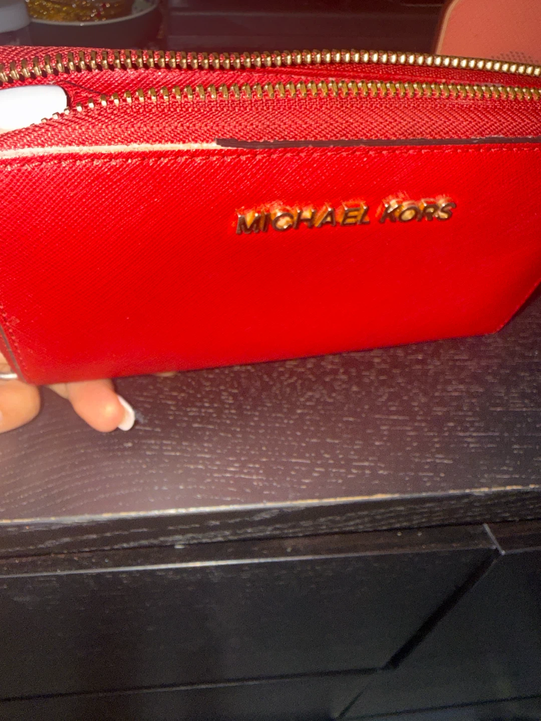 Michael Kors Red Leather Zip Around Wallet