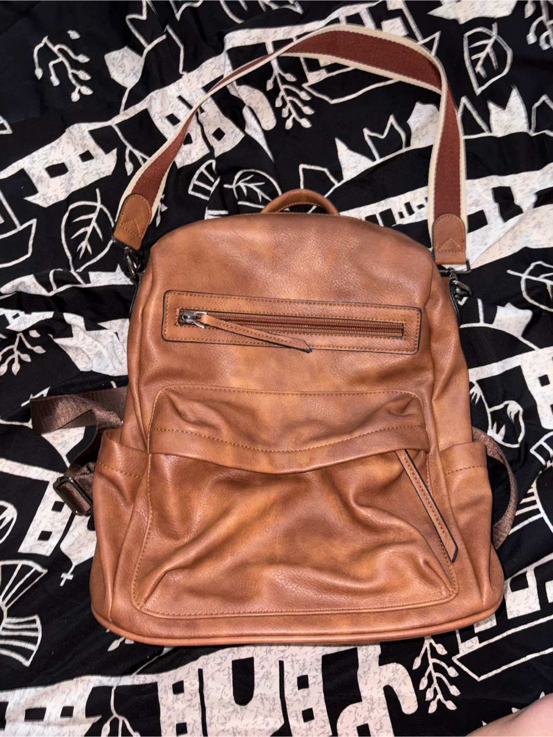 Brown Faux Leather Backpack