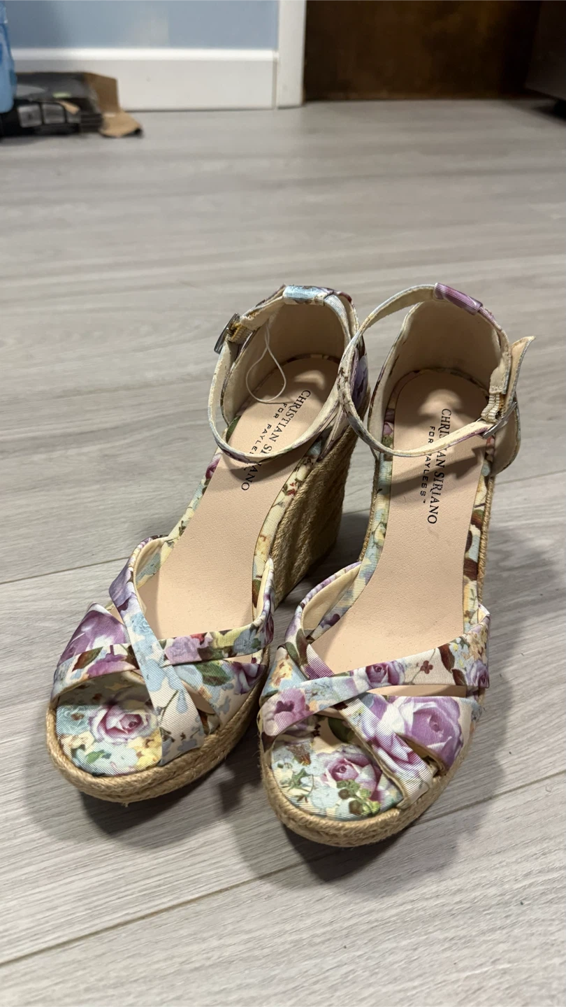 Christian Siriano Floral Wedge Espadrille Sandals