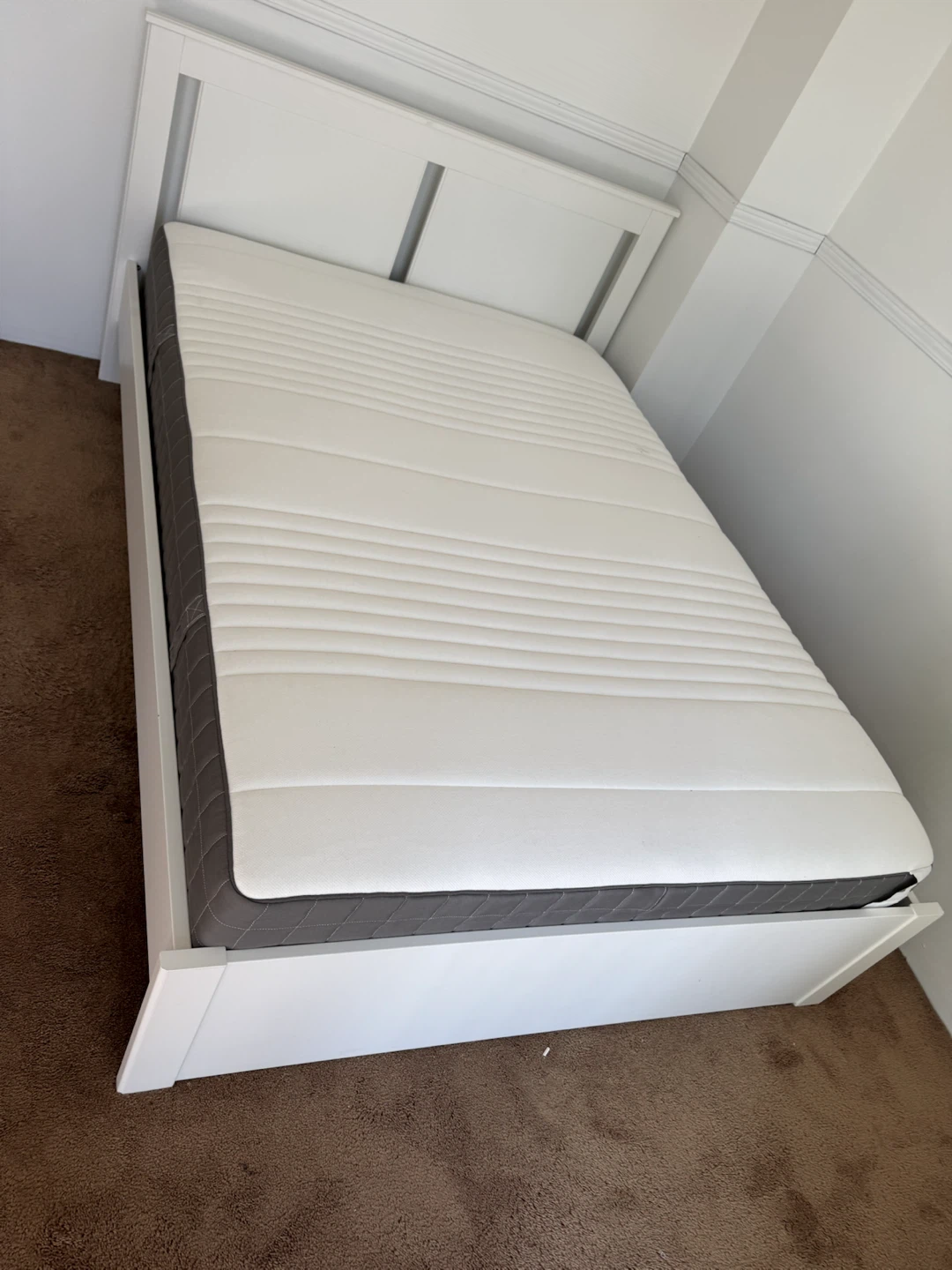 White double Bed Frame with Mattress