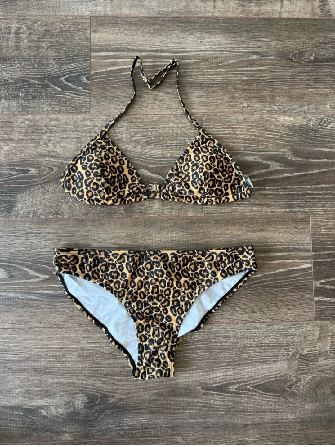 New Leopard Print padded Triangle Bikini Set size medium