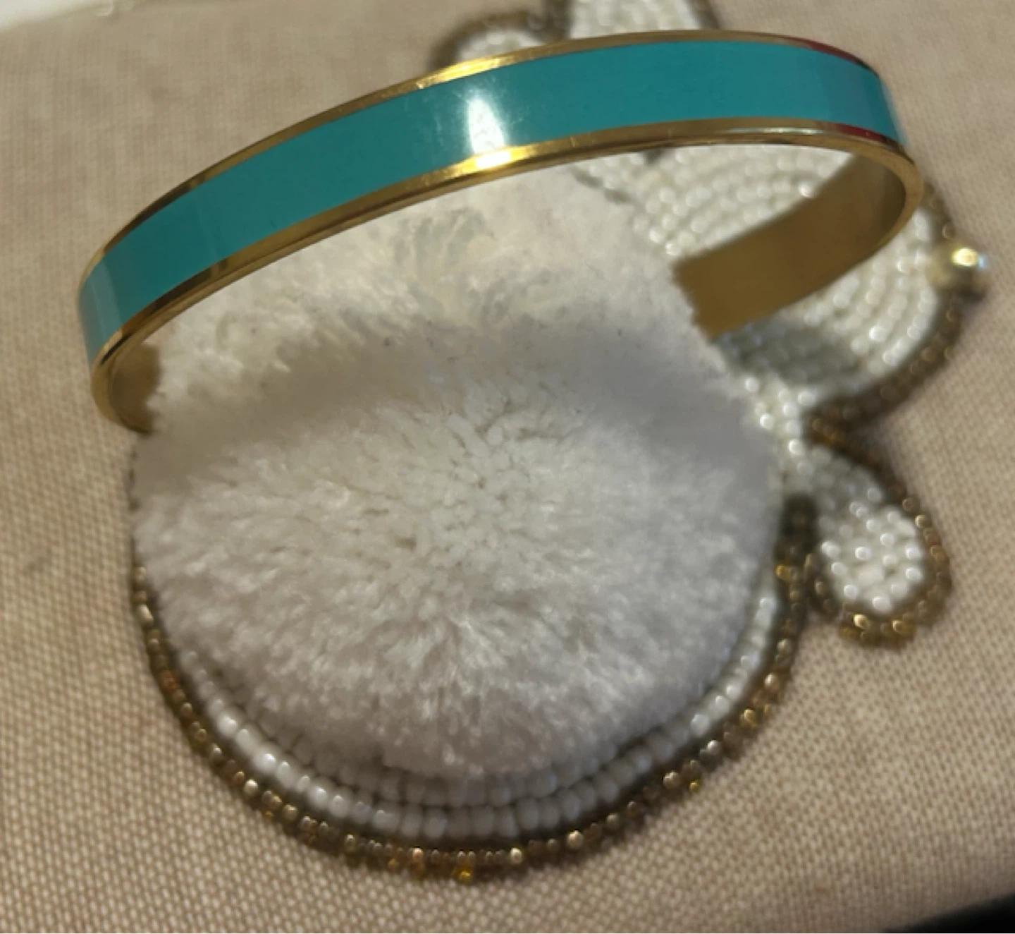 Gold and Teal Bangle Bracelet
