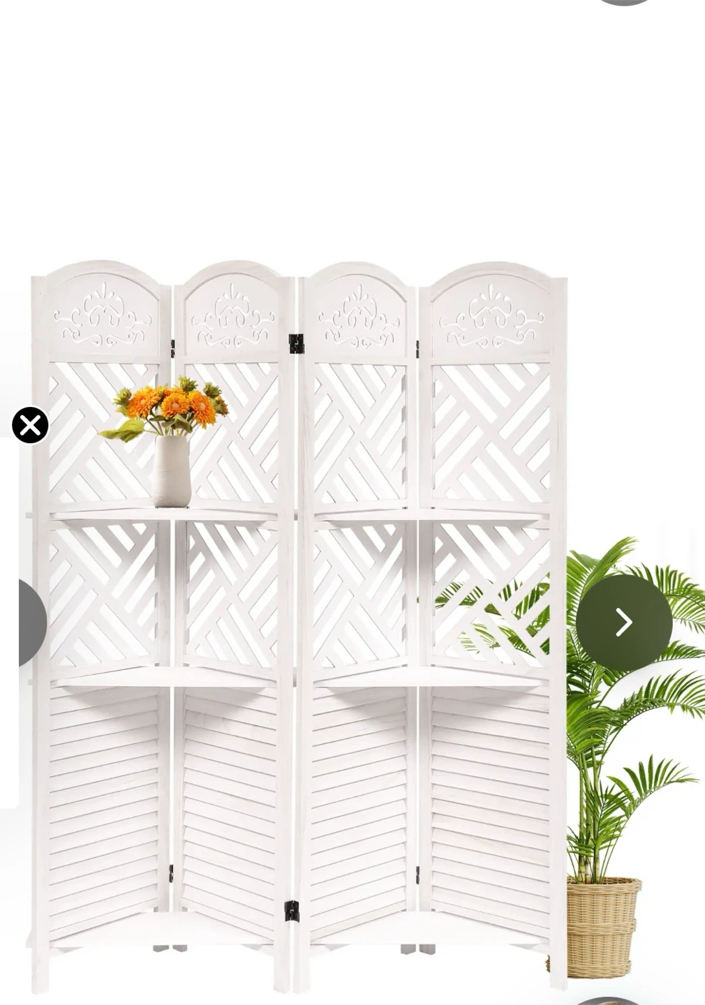 4 Panel White Room Divider