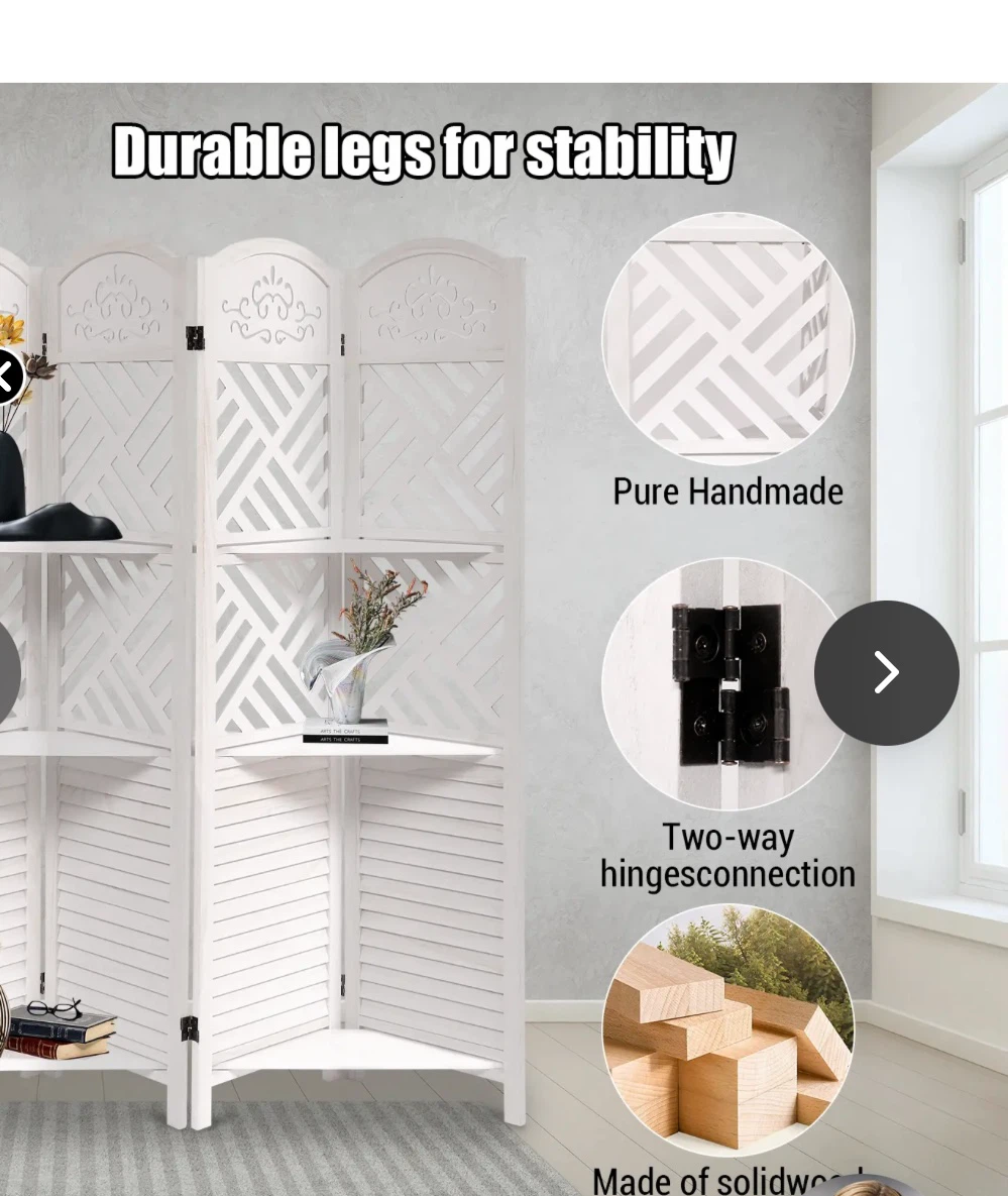 4 Panel White Room Divider - photo 3