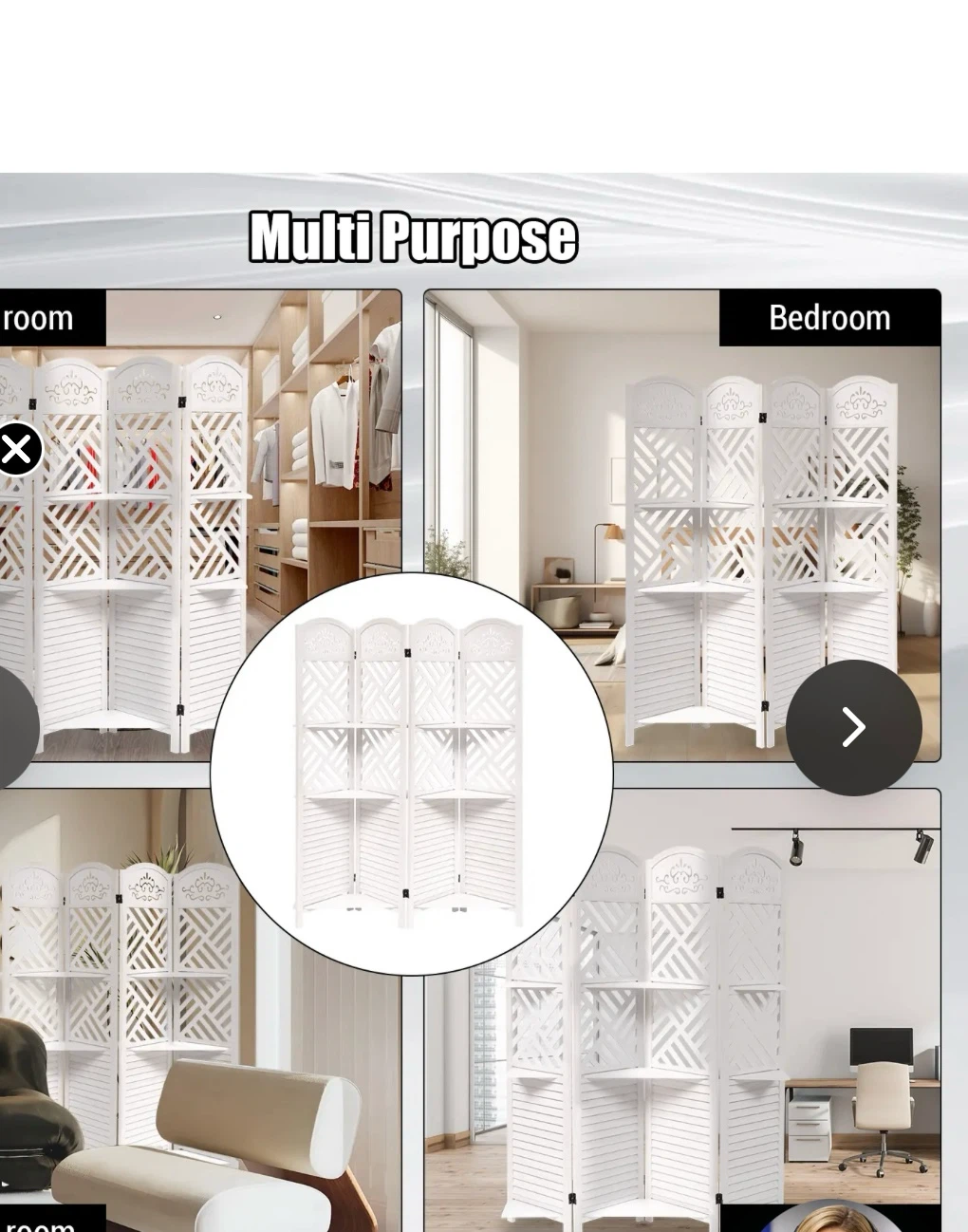 4 Panel White Room Divider - photo 5