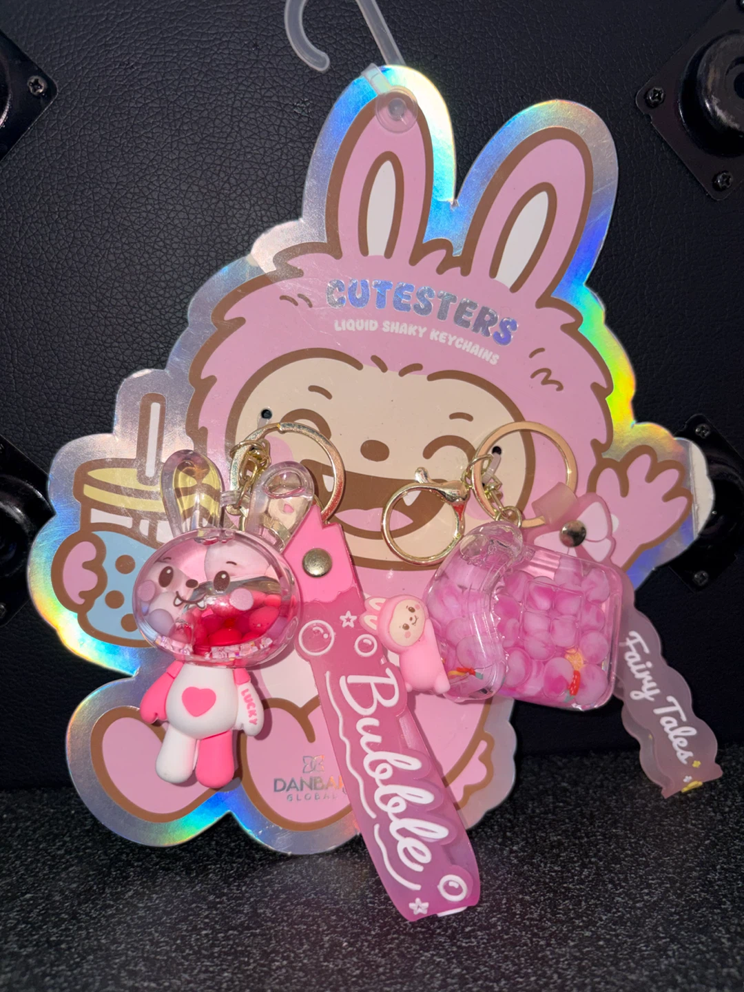 Cutestars Liquid Shaky Keychains - Pink Bunny & Bubble Tea
