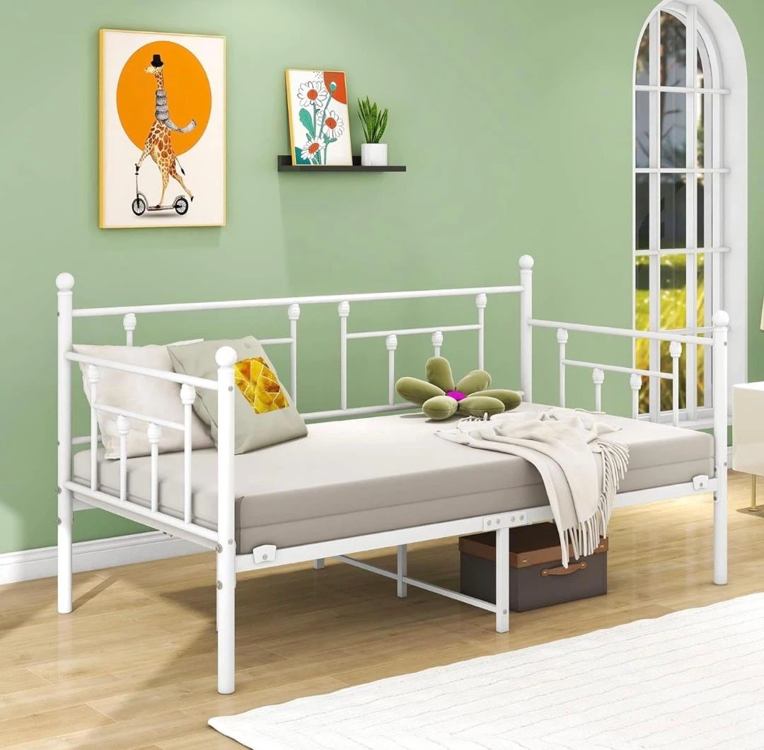 White Metal Daybed Frame + mattress