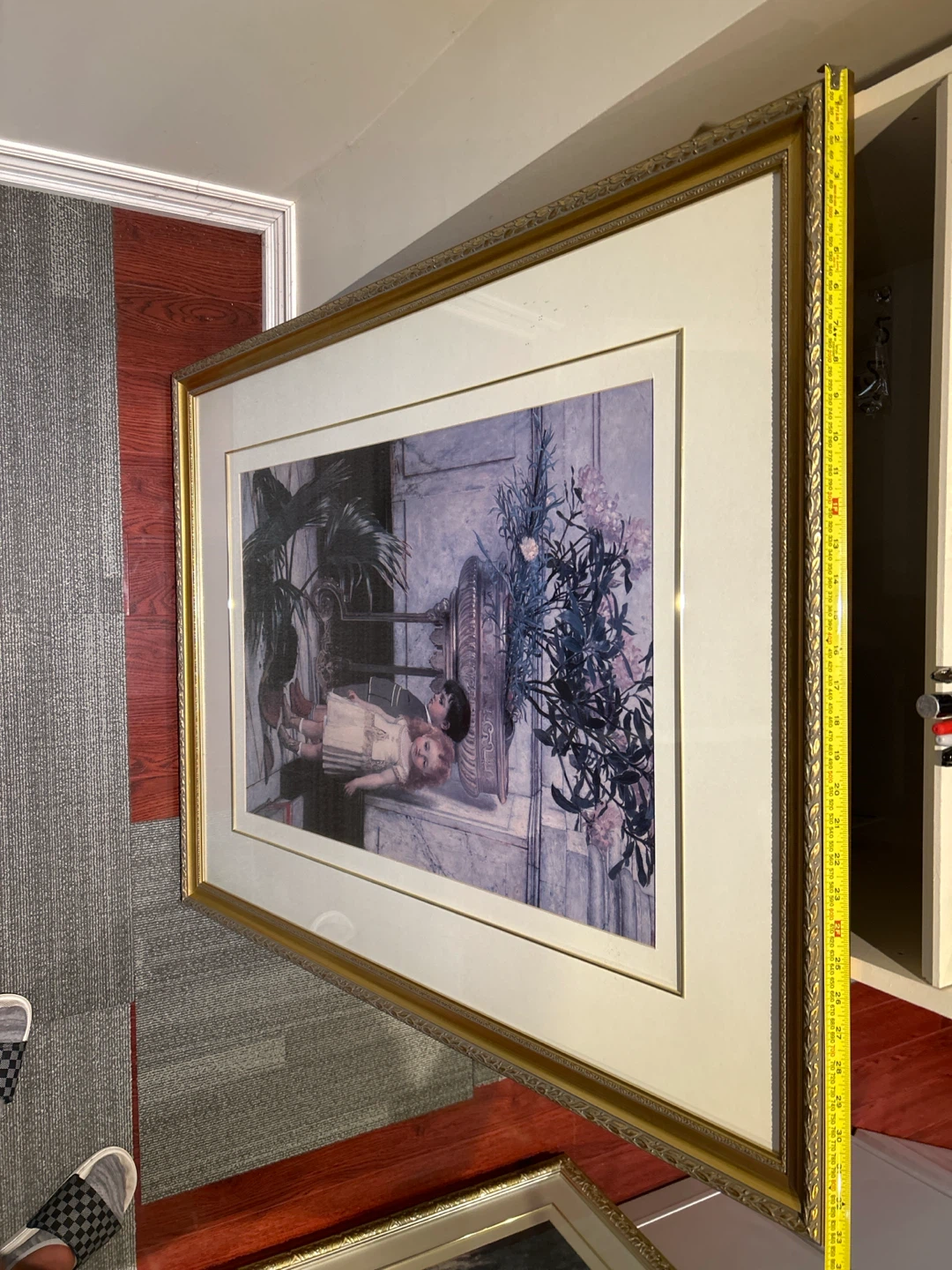 Framed Art Print - Two Children and Flowers - photo 2