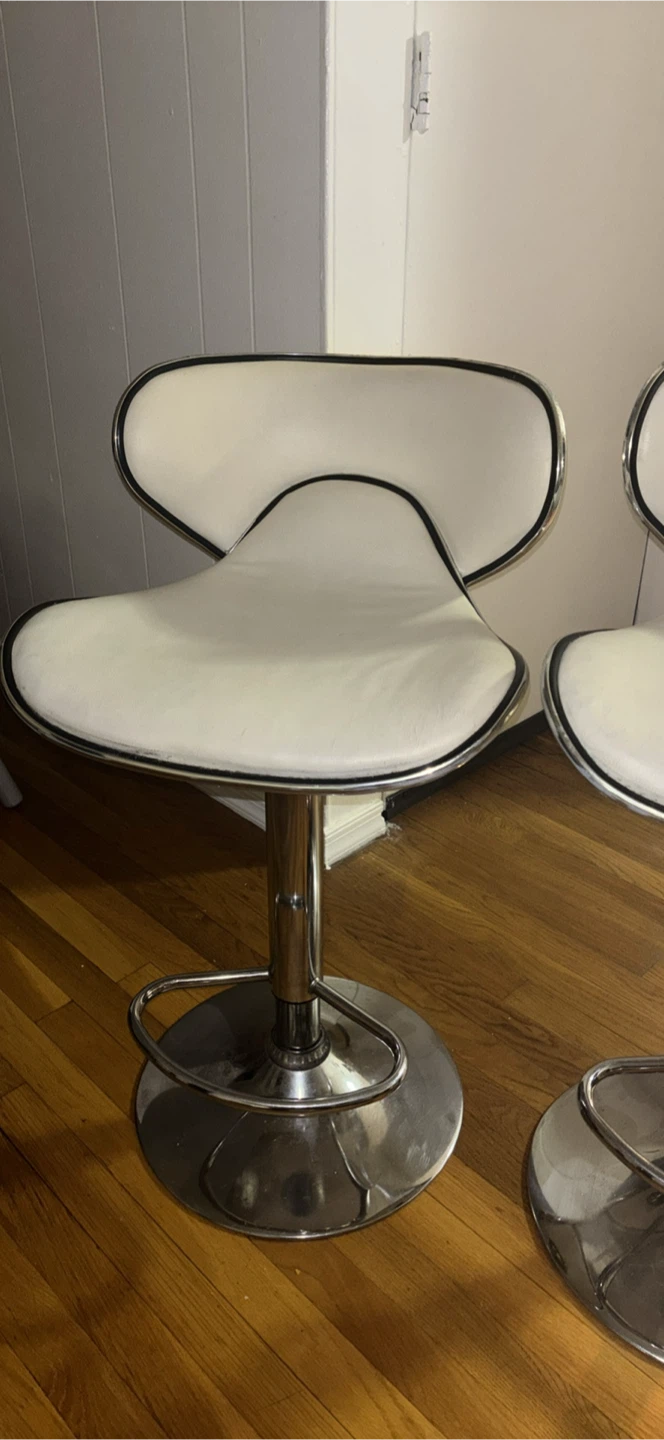 2 White Adjustable Swivel Bar Stools - photo 2
