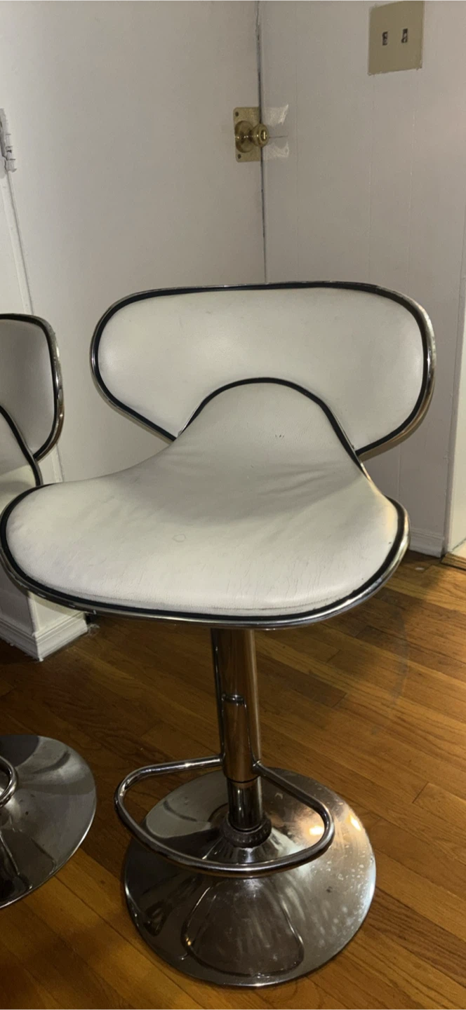 2 White Adjustable Swivel Bar Stools - photo 3