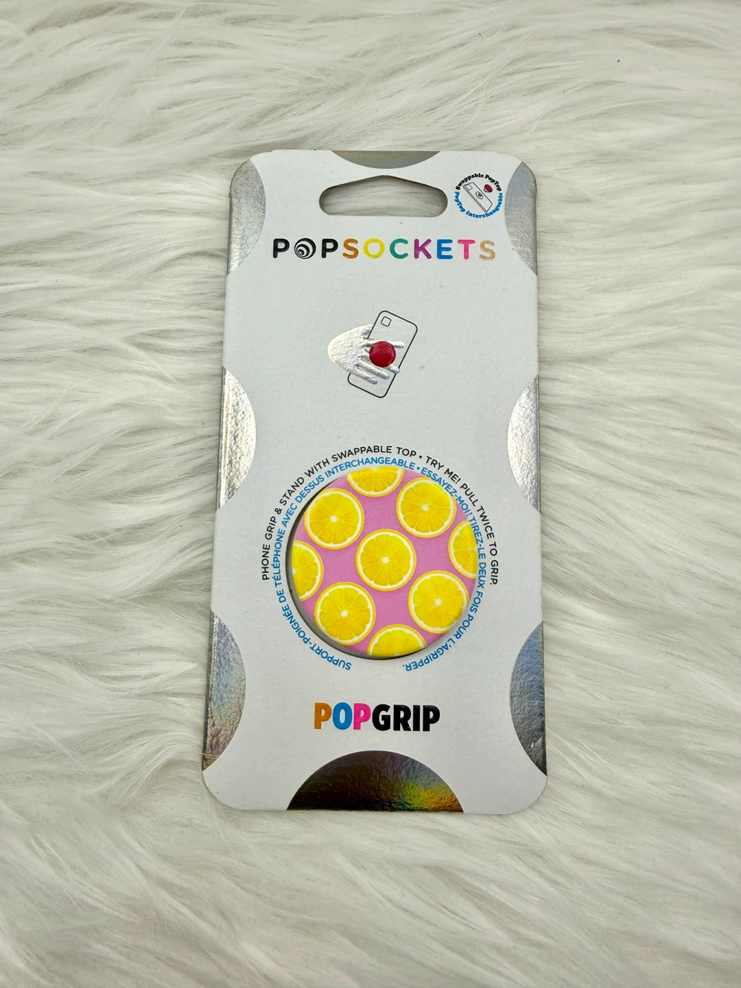 PopSocket PopGrip Phone Grip in Pink with Yellow Lemon Slices
