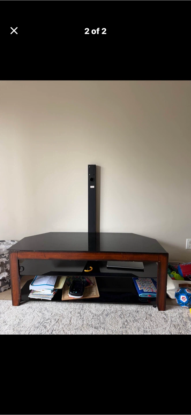 Corner TV Stand with Shelves - photo 2
