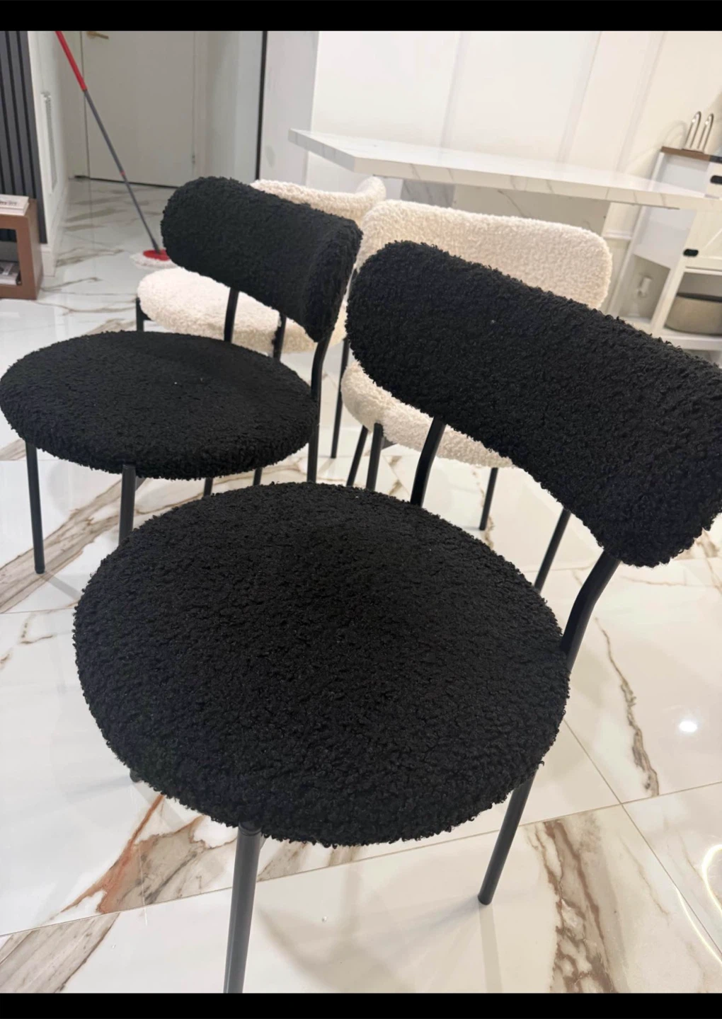 Black Boucle Accent Chair