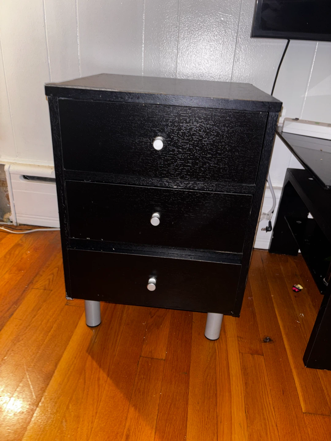 Black 3-Drawer Nightstand