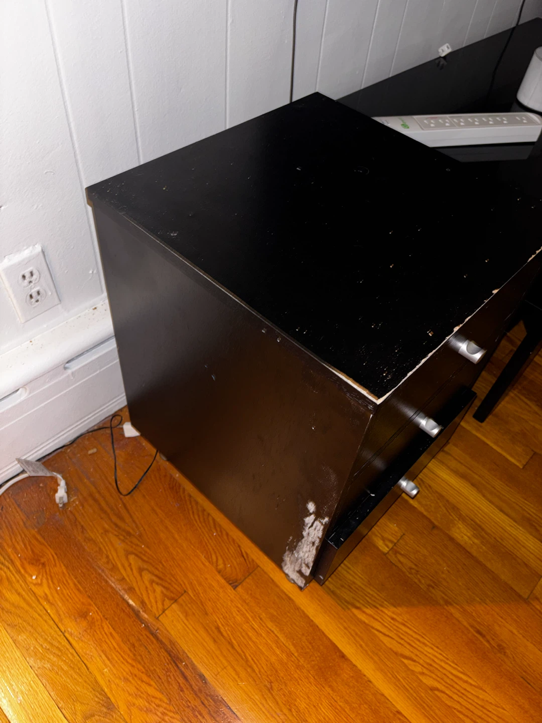 Black 3-Drawer Nightstand - photo 2
