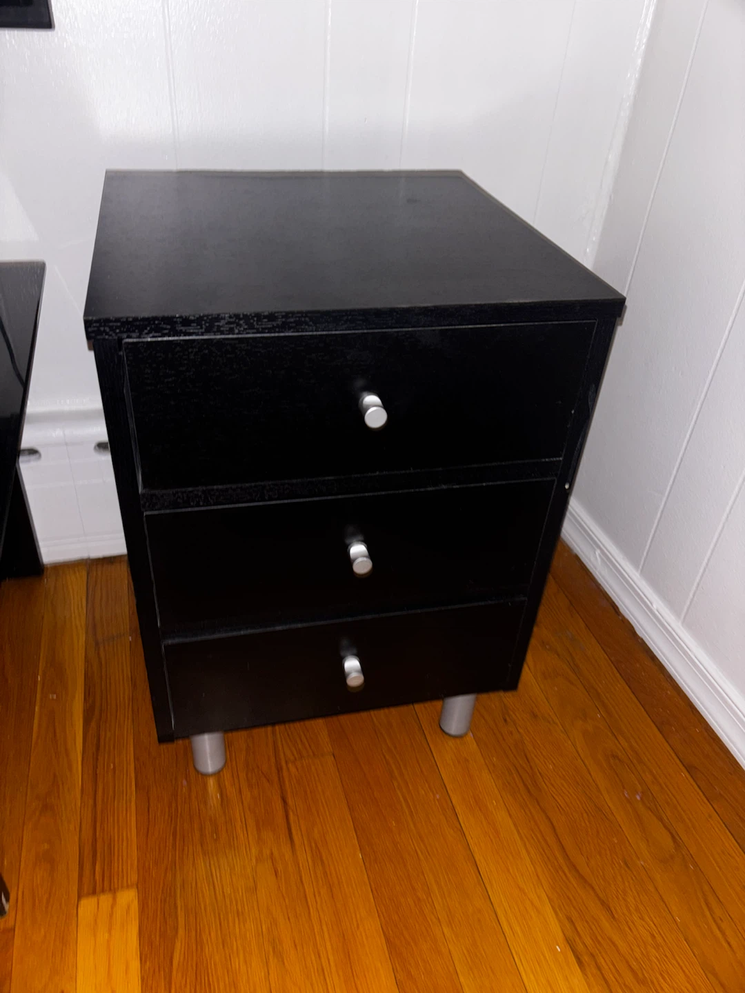 Black 3-Drawer Nightstand - photo 3