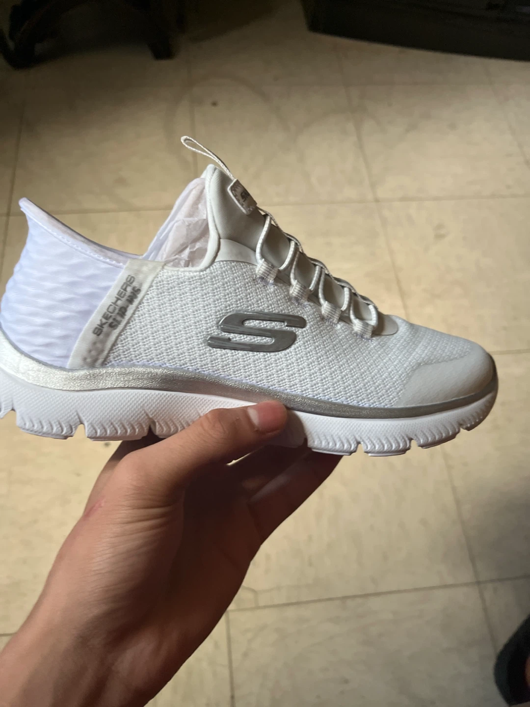 Skechers Hands Free Slip-ins Women's Size 3.5 White/Silver - photo 3