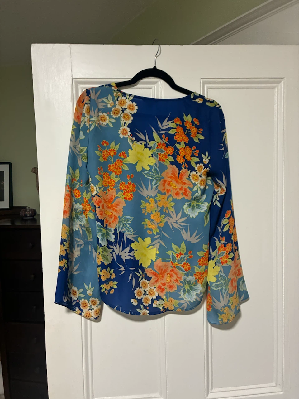 Blue Floral Wrap Blouse - photo 2