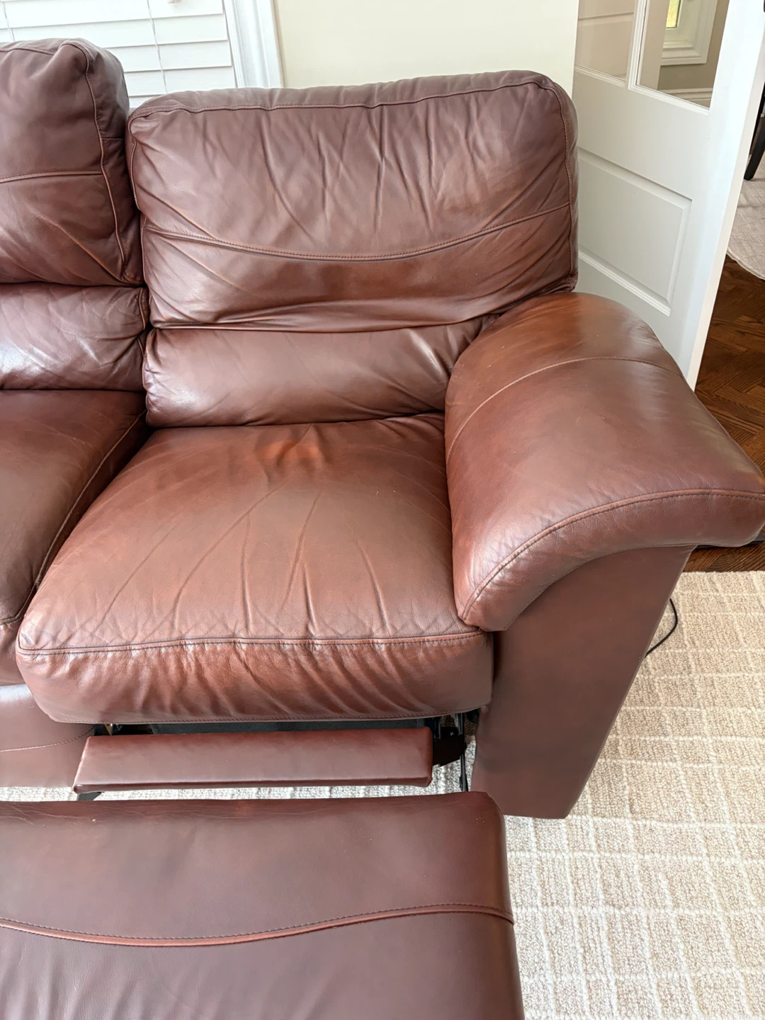 Brown Leather 3-Seater Reclining Sofa - photo 5