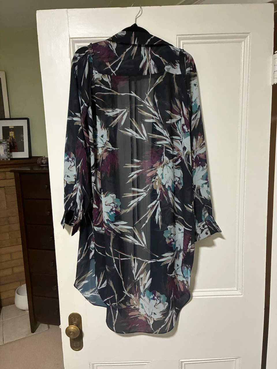 REISS Floral Print Chiffon Kimono Cardigan