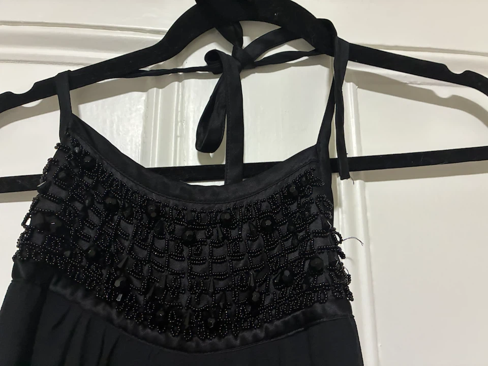 Black Halter Top with Beaded Neckline - photo 3