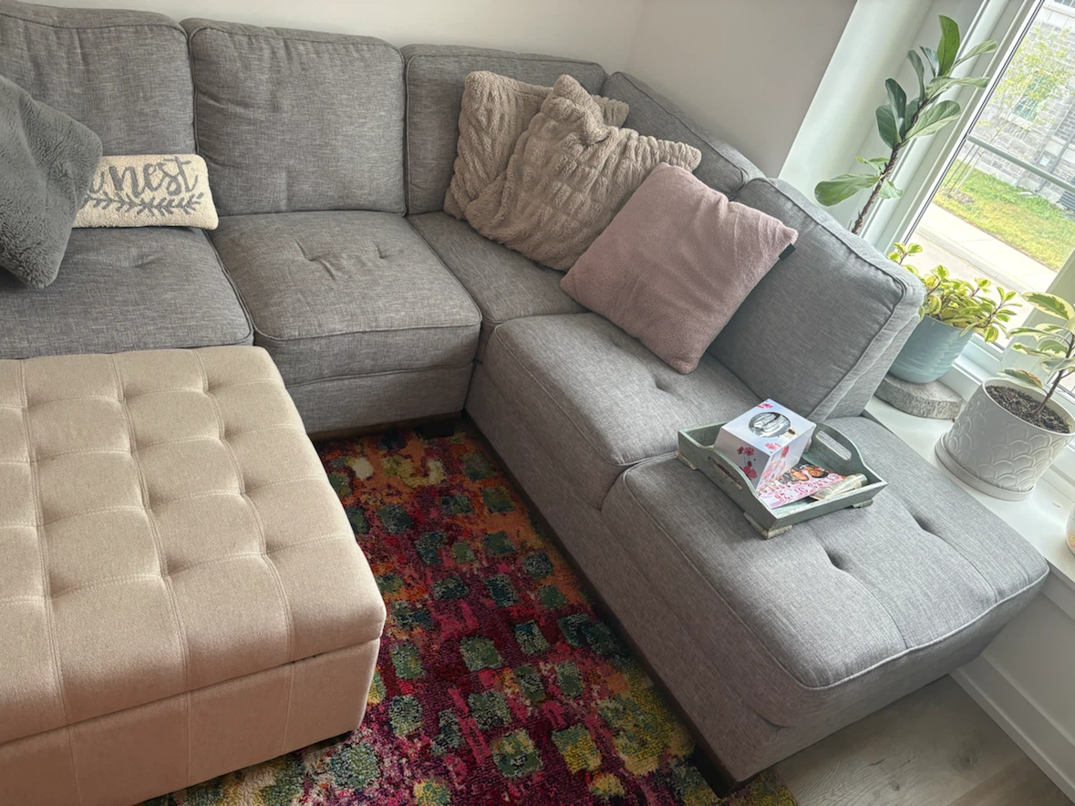 Grey Sectional Sofa with Ottoman