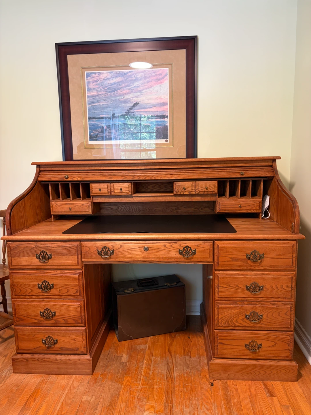 Oak Roll Top Desk with Multiple Drawers - photo 3