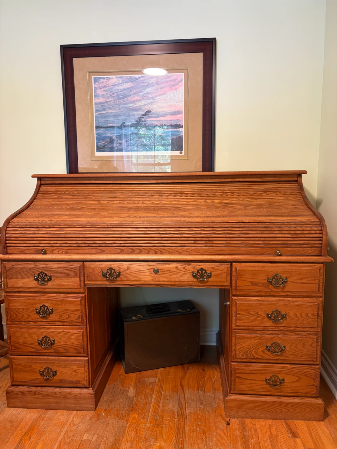 Oak Roll Top Desk with Multiple Drawers - photo 4