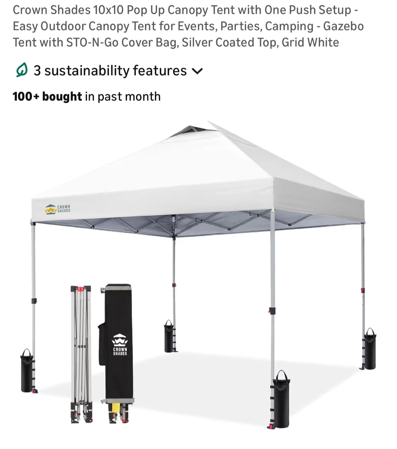 Pop Up Canopy Tent - Grid White