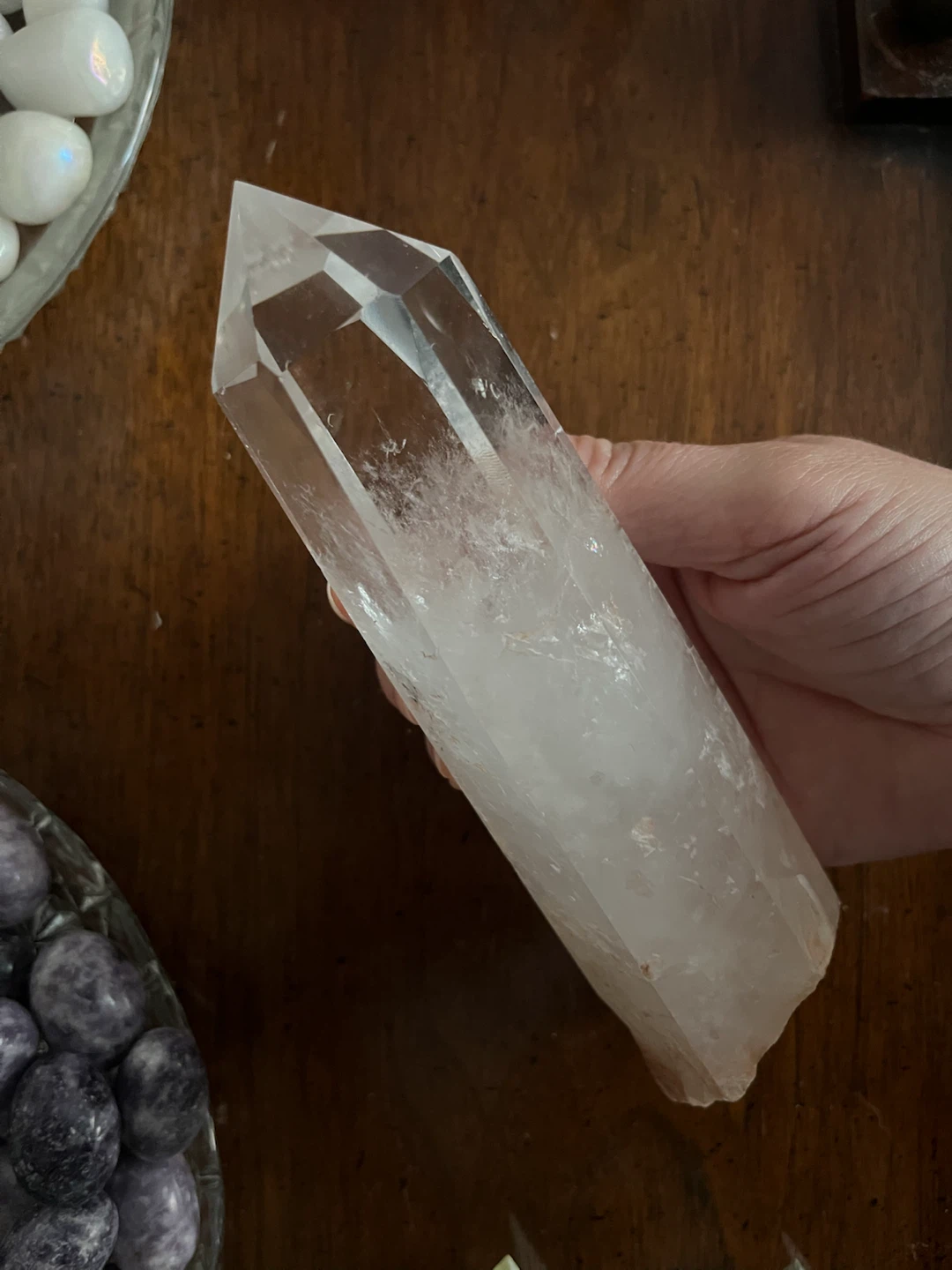 Large Polished Clear Quartz Crystal Wand – Statement Piece