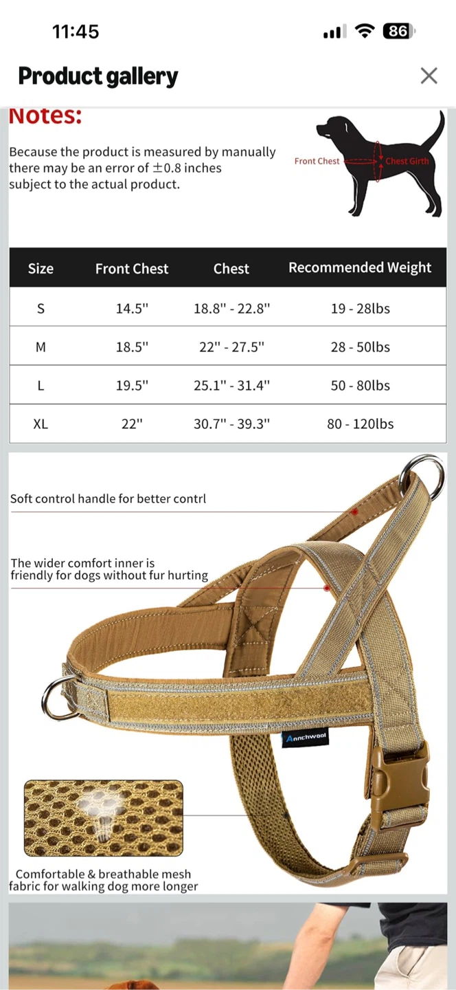 Annchwool Dog Harness - Size S - Tan - photo 3