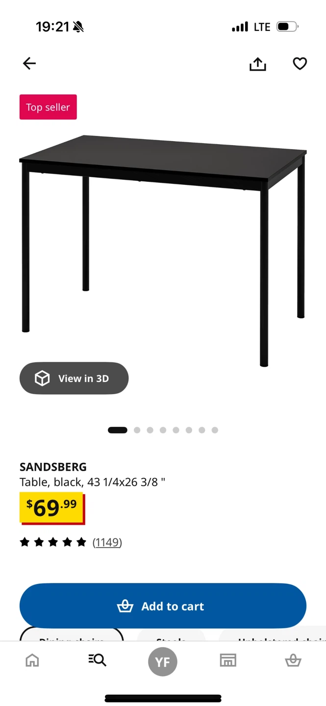 IKEA Sandsberg Black Table, 110*67cm - photo 2