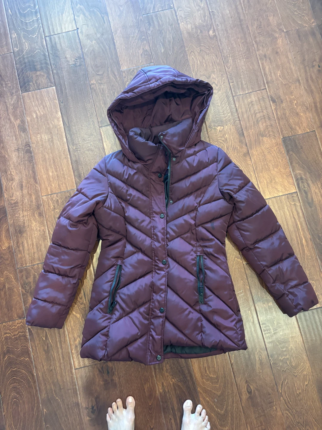 Madden Girl Maroon Puffer Jacket with Faux Fur Collar - photo 3