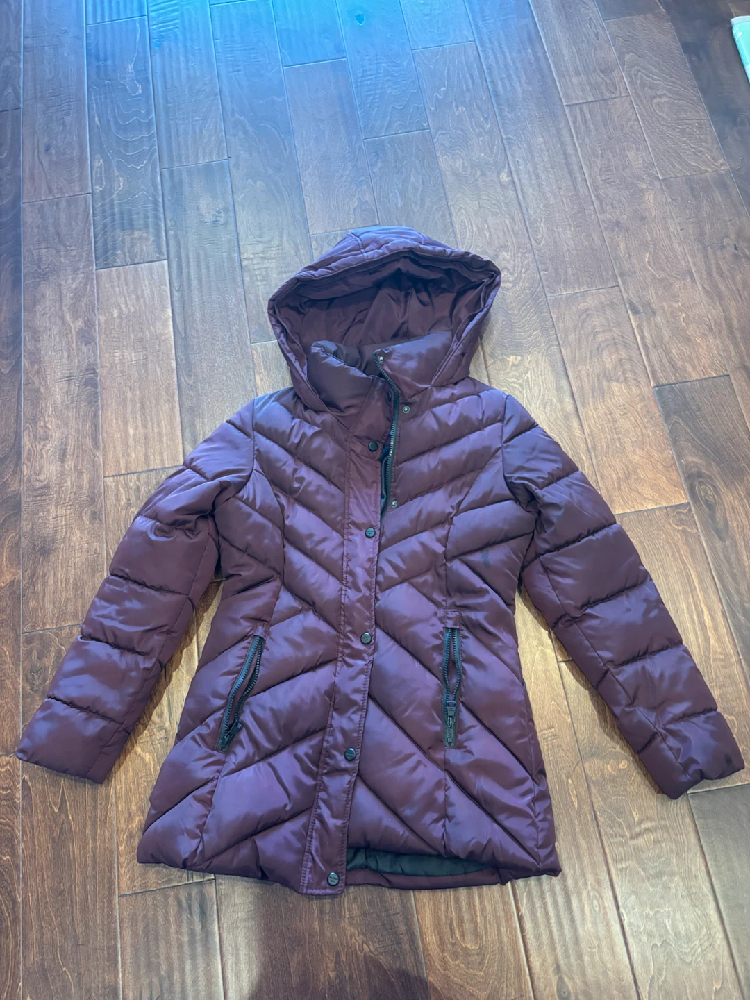 Madden Girl Maroon Puffer Jacket with Faux Fur Collar - photo 4