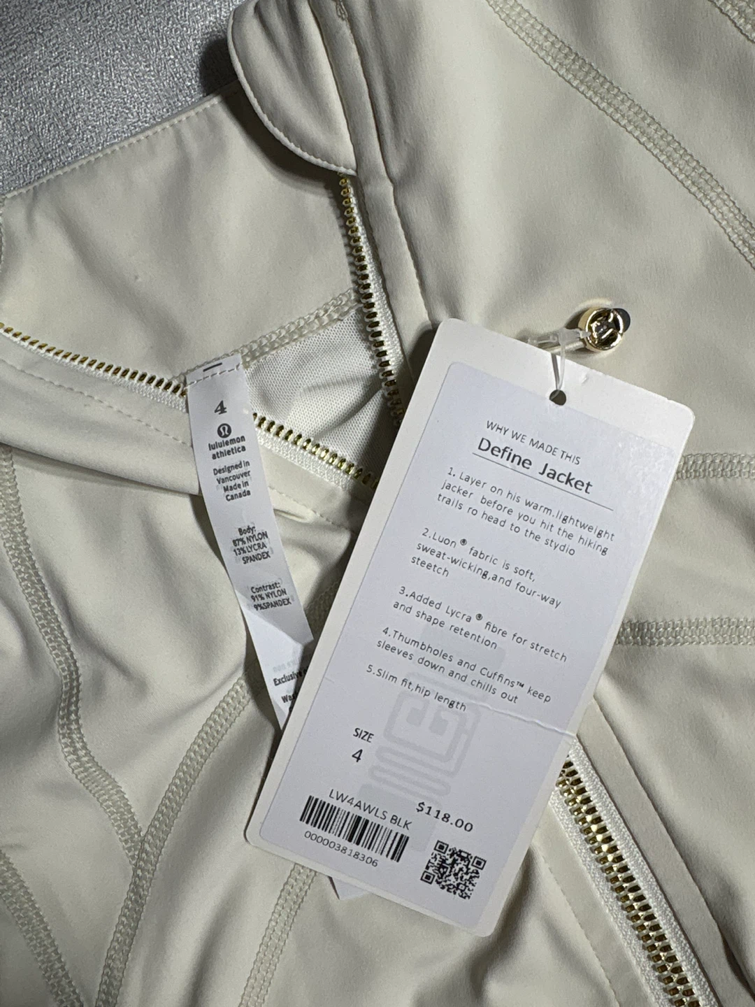 Lululemon Define Jacket Cream Size 4 - photo 4