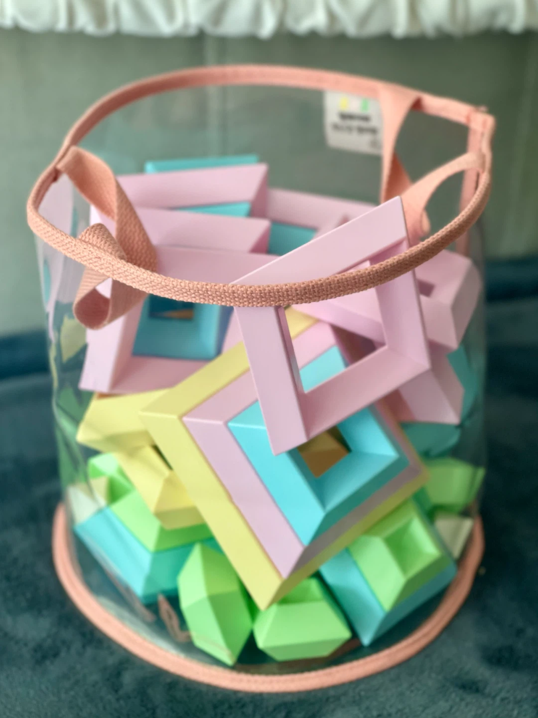 Montessori-Style Pastel Nesting Blocks with Storage Bag
