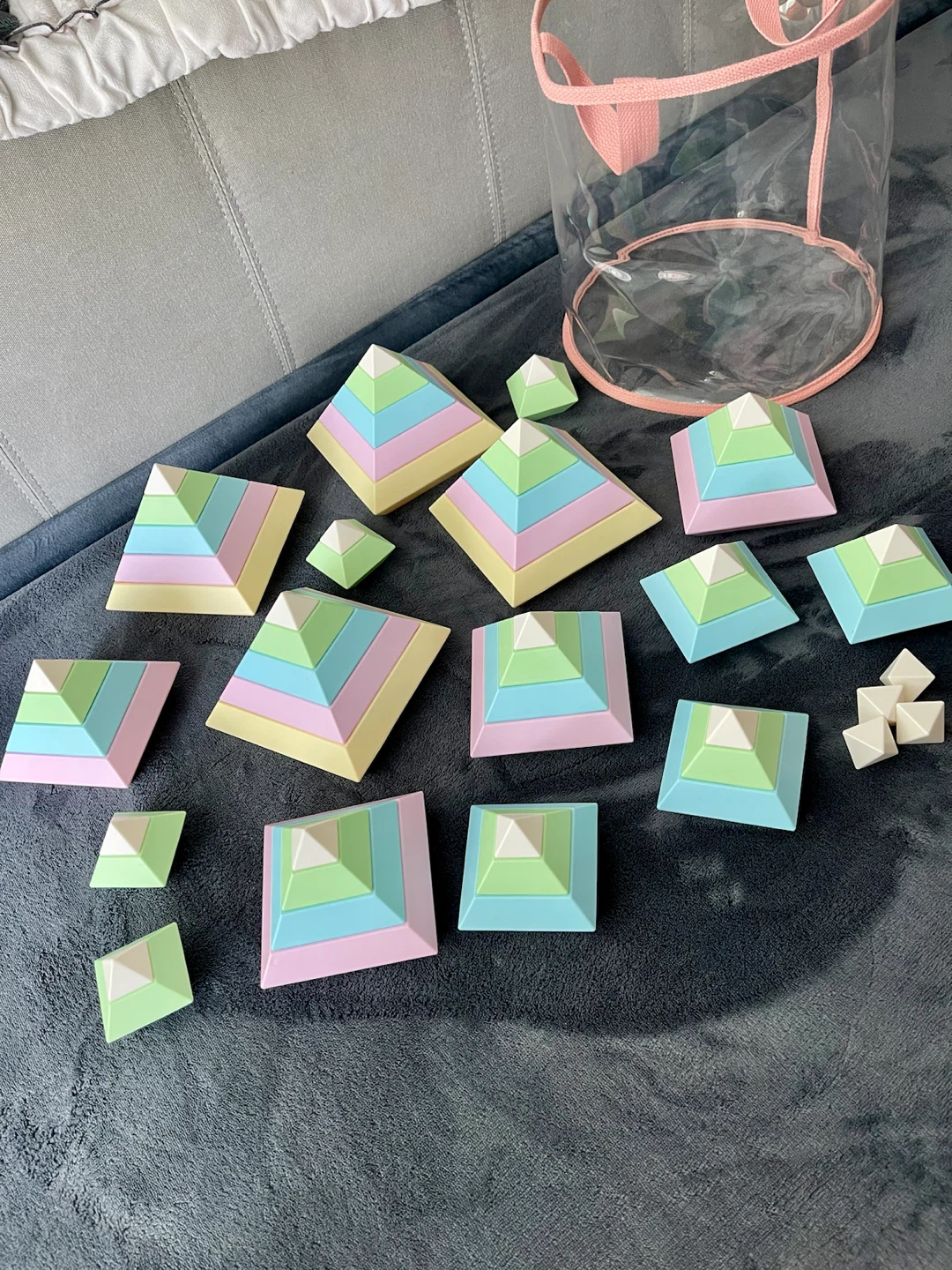 Montessori-Style Pastel Nesting Blocks with Storage Bag - photo 2