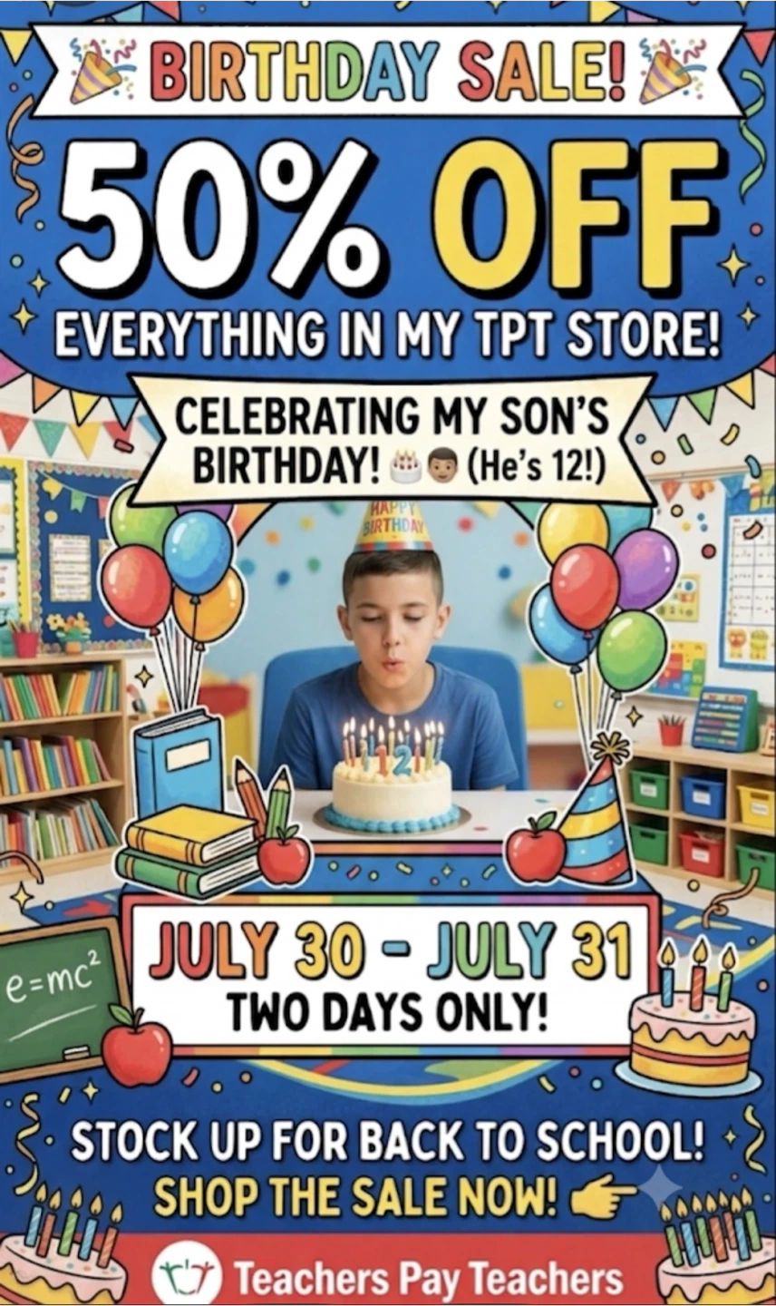 Teachers Pay Teachers Birthday Sale - 50% Off