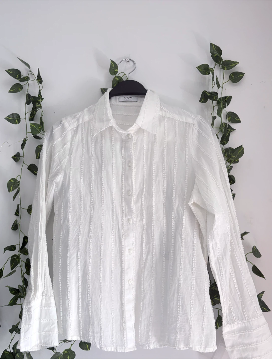 White Cotton Button-Up Shirt - Size S/P