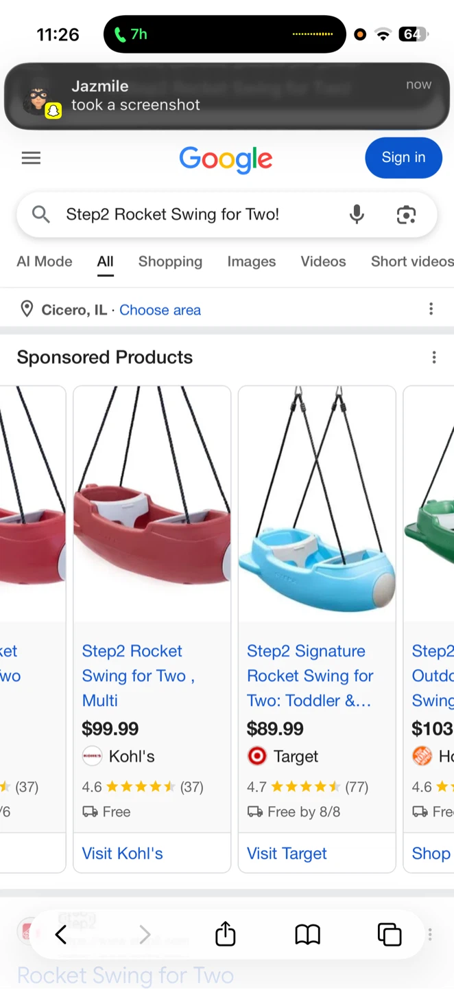 Step2 Rocket Swing for Two