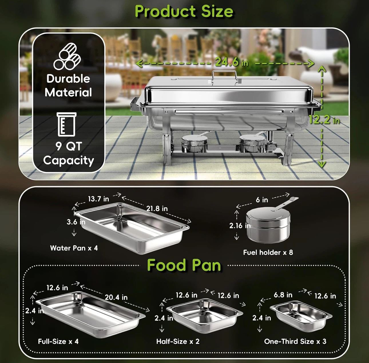 Chafing Dish 9 QT  (set of 4) - photo 4